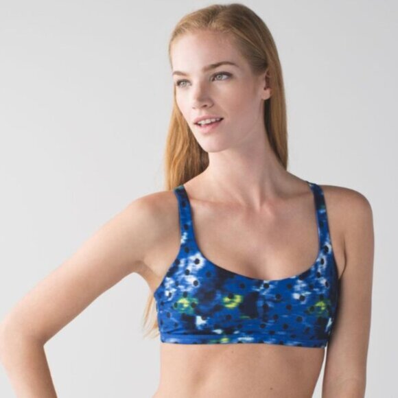Lululemon Free To Be Bra Windy Blooms Saphire Blue Multi / Sea Mist - Size 4 - Picture 5 of 5